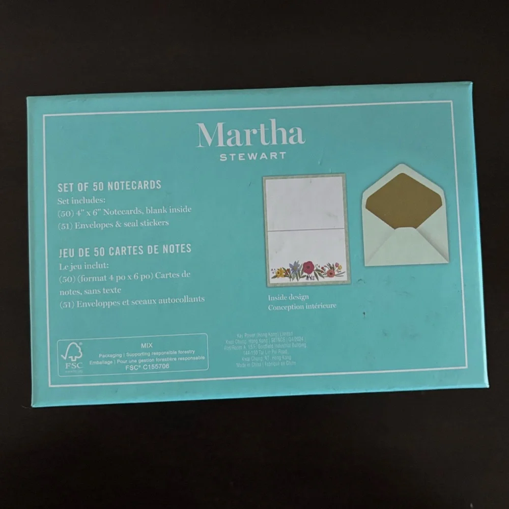 Martha Stewart-Set of 50 Thank You Notecards Envelopes and Seal stickers